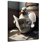 DARO Design - Pictures Decorative Guest Toilet Wall Picture Bathroom Toilet Art Print Picture on 6 mm HDF 30 x 20 cm Duck Wall Decoration - Funny Wall Pictures Canvas Poster Aesthetic Room Decor Duck