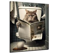 DARO Design - Pictures Decorative Guest Toilet Wall Picture Bathroom Toilet Art Print Picture on 6 mm HDF 30 x 40 cm Cat Wall Decoration - Funny Wall Pictures Canvas Poster Aesthetic Room Decor Cat