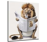 DARO Design - Pictures Decorative Guest Toilet Wall Picture Bathroom Toilet Art Print Picture on 6 mm HDF 30 x 20 cm Lion Wall Decoration - Funny Wall Pictures Canvas Poster Aesthetic Room Decor Lion