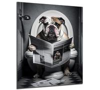 DARO Design - Pictures Decorative Guest Toilet Wall Picture Bathroom Toilet Art Print Picture on 6 mm HDF 30 x 40 cm French Bulldog Wall Decoration Funny Wall Pictures Canvas Poster Aesthetic Room
