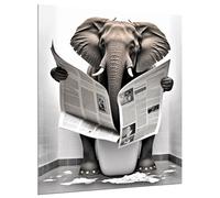 DARO Design - Pictures Decorative Guest Toilet Wall Picture Bathroom Toilet Art Print Picture on 6 mm HDF 30 x 40 cm Elephant Wall Decoration - Funny Wall Pictures Canvas Poster Aesthetic Room Decor