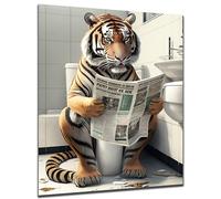 DARO Design - Pictures Decorative Guest Toilet Wall Picture Bathroom Toilet Art Print Picture on 6 mm HDF 30 x 20 cm Tiger Wall Decoration - Funny Wall Pictures Canvas Poster Aesthetic Room Decor