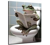 DARO Design - Pictures Decorative Guest Toilet Wall Picture Bathroom Toilet Art Print Picture on 6 mm HDF 30 x 20 cm Frog Wall Decoration - Funny Wall Pictures Canvas Poster Aesthetic Room Decor Frog
