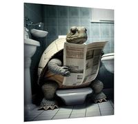 DARO Design - Pictures Decorative Guest Toilet Wall Picture Bathroom Toilet Art Print Picture on 6 mm HDF 30 x 40 cm Turtle Wall Decoration - Funny Wall Pictures Canvas Poster Aesthetic Room Decor
