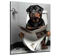 DARO Design - Pictures Decorative Guest Toilet Wall Picture Bathroom Toilet Art Print Picture on 6 mm HDF 30 x 40 cm Rottweiler Wall Decoration - Funny Wall Pictures Canvas Poster Aesthetic Room Decor