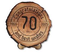 DARO Design - Wooden Disc - 70 Years - Size 30 cm - Gift for Anniversary, 70th Birthday, Anniversary - Congratulations