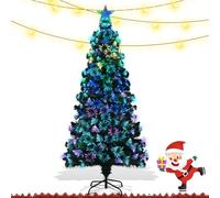 Daromigo Fibre Optic Christmas Tree 6 FT Xmas Trees Artificial Pre Lit Christmas Trees Green 180 cm,Lights Fibre Optic tree with stars Auto-color-changing,Xmas indoor Deco