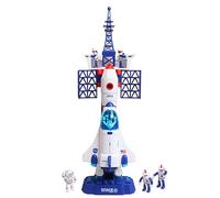 Daron Space Adventure Launch Playset Licensed Space Shuttle Rocket & Capsule Toy with Lights, Sounds & Steam Effects - 28.5" Tall Space Station Playset with 3 Poseable Figures - Ages 3+