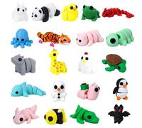 Darovly 21Pcs Mini 3D Printed Animal Set, Flexible Fidget Toys, 3D Printed Animal Figurines Toys for Birthday Gifts,Rewards,Goodie Bag Filler and Office Desktop Decoration