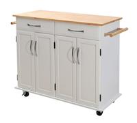 Darphe 2-Way Push Rolling Large Kitchen Catering Trolley Cart With 2 Drawers And Cabinets, 106Cm W X 47Cm D X 93Cm H