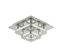 Darphe 30Cm Modern Two-Tier Square Crystal Ceiling Light, Chrome & Cool White Led