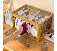 Darphe 68L Yellow Transparent Folding Storage Box With Pulleys 60Cm W X 42Cm D X 33.5Cm H
