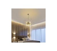 Darphe 8 Light Chrome Plated Sparkling Crystal Beaded Chandelier, Dandelion Shaped Ceiling Chandelier