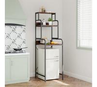 Darphe Black And Dark Wood Multi-Functional Over Mini Fridge Stand With Storage 172Cm H