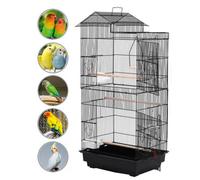 Darphe Black Metal Pet Bird Cage With Swing, 4 Feeders And Removable Tray 47.5Cm W X 36Cm D X 100Cm H