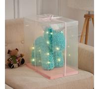 Darphe Blue Artificial Rose Foam With Gift Box Tiffany Blue Unicorn With Colored Lights 24Cm W X 40Cm D X 36Cm H