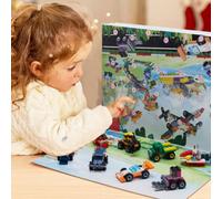 Darphe Christmas Advent Calendar Dinosaur Car Building Blocks Toy Set