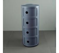Darphe Cylindrical Multi Tiered Plastic Bedside Storage Drawers Unit Drawer Bedside Chest Grey