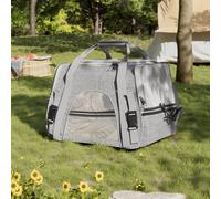 Darphe Grey Oxford Collapsible Portable Travel Pet Carrier, 44Cm W X 26Cm D X 28Cm H