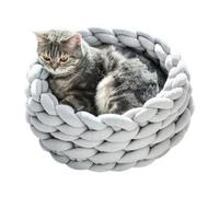 Darphe Grey Round Cotton Hand-Knitting Cat Cuddler Bed Comfortable Basket, 45Cm Dia