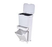 Darphe Grey White 49L 3-Tier Dry Wet Separation Trash Bin With Inner Bucket, 43Cm W X 26Cm D X 85Cm H