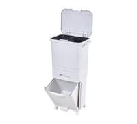 Darphe Grey White 49L 3-Tier Dry Wet Separation Trash Bin With Inner Bucket, 43Cm W X 26Cm D X 85Cm H
