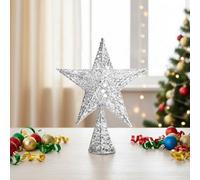 Darphe Large Silver Christmas Tree Topper Star Ornament, 30Cm W X 40Cm H