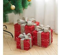 Darphe Light-Up Square Christmas Gift Box (3 Pieces) With Lights And Sparkling Decorations