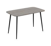 Darphe Modern Grey Wood Grain Rectangular Dining Table With Black Metal Legs, 130Cm W