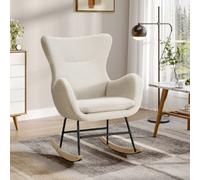 Darphe Modern Sherpa Upholstered Rocking Chair With High Back And Armrests, White
