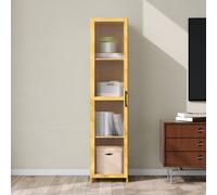 Darphe Narrow Bamboo Storage Cabinet With Acrylic Door 4 Tier Adjustable Shelves 30X31X130Cm