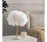 Darphe Nordic Style Feather Shaped Table Lamp, Ceramic Base, Modern Home Bedside Lamp