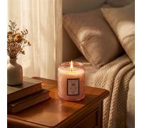 Darphe Pink Embossing Glass Cup Soy Wax Lavender And Eucalyptus Scented Candle With Lid, 7Cm (Dia.) X 9Cm (H)