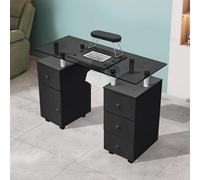 Darphe Professional Mobile Manicure Table On Wheels With Dust Collector, Black
