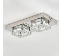 Darphe Rectangular Ceiling Crystal Chandelier, Chrome Plated Semi Recessed Led Ceiling Light, 42Cm