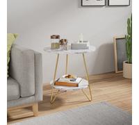 Darphe Round Mable Texture Wooden Small Sofa Side Table