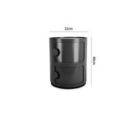 Darphe Round Multi Tiered Plastic Bedside Storage Drawers Unit Drawer Bedside Chest Black