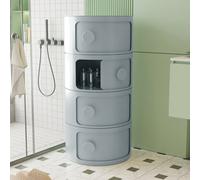 Darphe Round Multi Tiered Plastic Bedside Storage Drawers Unit Drawer Bedside Chest Grey