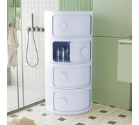 Darphe Round Multi Tiered Plastic Bedside Storage Drawers Unit Drawer Bedside Chests White