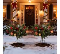 Darphe Set Of Two 60Cm Artificial Christmas Potted Shrub Decorations