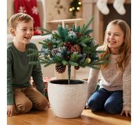 Darphe Set Of Two Artificial Mushroom-Shaped Christmas Tree Ground Stakes, 61Cm W X 58Cm H