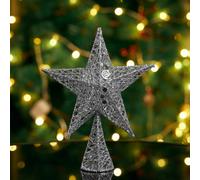 Darphe Small Silver Christmas Tree Topper Star Ornament, 20Cm W X 30Cm H