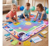 Darphe Space Theme Large Kids Water Doodle Mat With Stamps Stencils Water Pens Reusable Drawing Toy