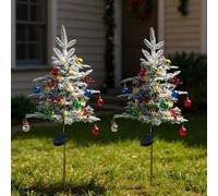 Darphe Two Artificial Christmas Trees, 60Cm Tall, With Mixed Pine Needles And Snow Effect, Suitable For Garden Or Patio Decoration.