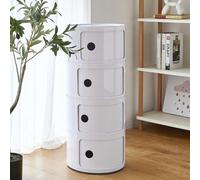 Darphe White 4 Tier Cylindrical Plastic Storage Drawer Unit For Home Organization