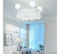 Darphe White Feather Chandelier With Led Crystal Ball, For Living Room, Dining Room And Bedroom