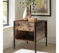Darphe Wooden Frame Bedside Table Nightstand With 1 Drawer And Open Front Storage Compartment
