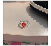 DarryDooly 2ps 2021 New Korean Cute Transparent Crystal Flower Colorful Handmade Beaded set Rings for Women Girls aesthetic Summer Jewelry