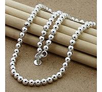 DarryDooly 925 Sterling Silver 6mm Smooth Beads Ball Chain Necklace For Women Trendy Wedding Engagement Jewelry Gift