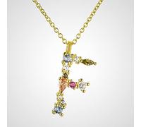 DarryDooly 925 Sterling Silver Gold Letter M Pendant Initial F Alphabet Necklace Monogram Opals Women Accessories Jewelry